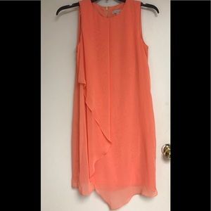 NWOT coral chiffon dress and gold zipper